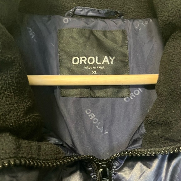 Orolay Metallic Shiny Navy Puffer Vest - Picture 2 of 8
